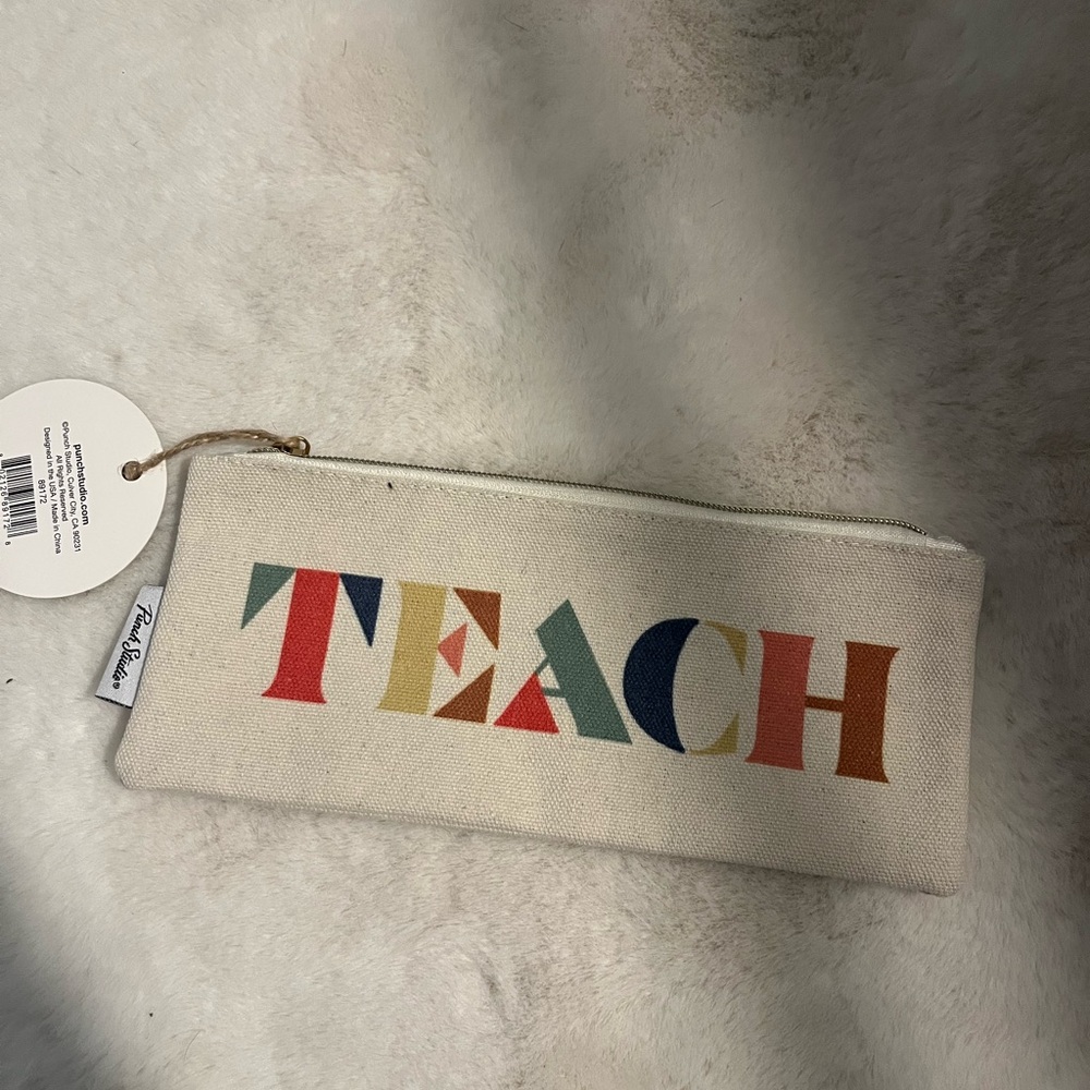 NWT Teach Canvas Pencil Pouch - Multicolor